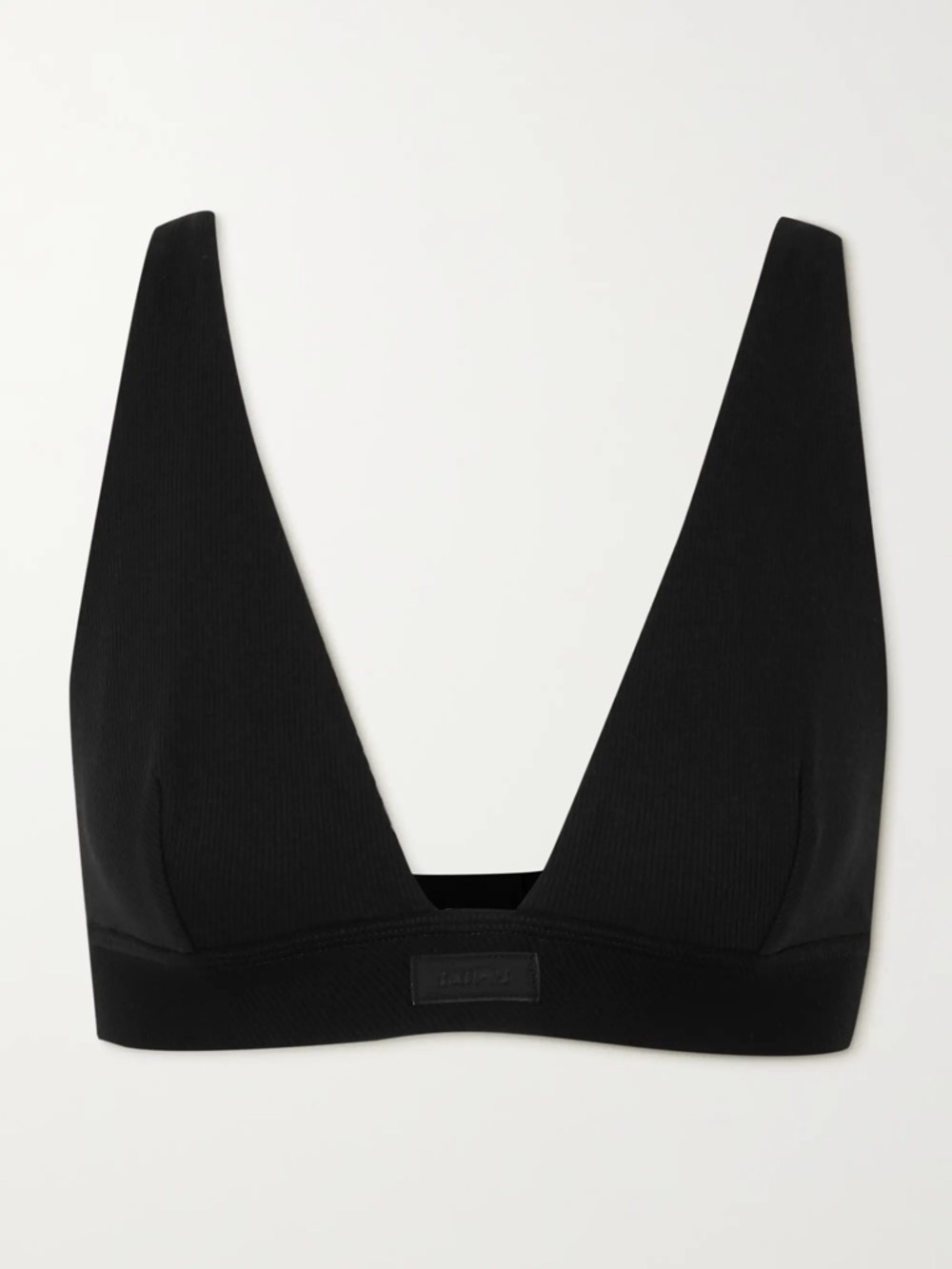 Skims Plunge Bralette Ribbed Black Cotton Blend Jersey